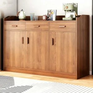 Modern Simple Solid Wood Movable Dining Room Sideboard