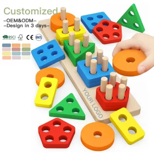 Montessori Wooden Toys For 1-3 Years Old Boys Girls Toddlers Color Recognition &amp; Stacker Shape Sorter Wooden Toy Learning Puzzle