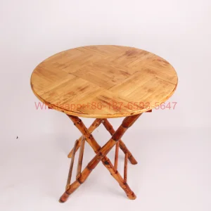 Rustic Bamboo Foldable Round Table and Chair for Events