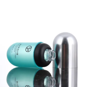 Custom Color Logo Capsule Shape Cosmetic Packaging Skincare Container Foundation Lotion Bottle with Pump