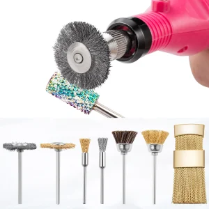 New Arrival Nail Grinding Drill Bits Wire Cleaning Brush Detachable Washable Nail Polisher Cleaning Tool
