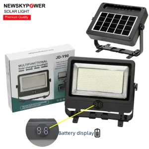 Adjustable Angle Floodlight Emergency LED RGBW Lamp with Solar Panel for Night Market Camping