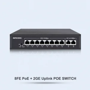 Durable Quality Full Power Output 120W 100MB 8 Port PoE Switch with 2 Uplink Ports for CCTV Camera