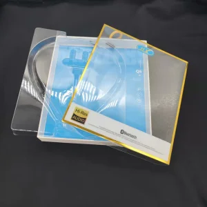 Customized up and Bottom Cover Earphone Packing Box with Plastic Trays and Clear Lids