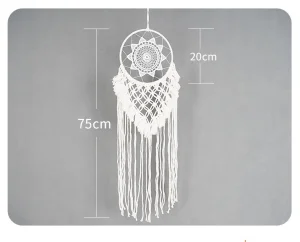 Macrame Dreamcatcher Boho Beige Tassels Handmade Wall Hanging Bedroom Decoration