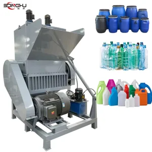 PVC Pet Barrels/Pipes/Pallets Crusher Waste Plastic Bottles Washing Drying and Crushing Machine