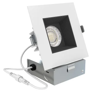 Anti-Glare Downlight 4inch 12/15W Dimmable COB Square White with Black Trim Downlight 5CCT Selecatable Downlight CRI 90+