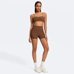 Sportswear Gym Clothing Factory Custom Women Recycled Sports Bra &amp; Yoga Shorts Sets Running Athletic Wear Activewear