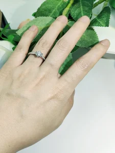 Solitaire Ring Platinum Plated Sterling Silver Engagement Ring Brilliant 1 CT Moissanite Stone Promise Diamond Ring