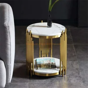 Stainless Steel Kmart Coffee Table Living Room Round Side Table Mable Top Small Nesting Coffee Tables for Villa and Hotel