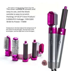 Cross-Border Tourmaline Ceramic Curling Iron Straightening 5-in-1 Hot Air Comb Constant Temperature Heating Automatic Hair
