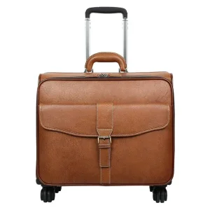 Doha Leather Rolling Luggage Wheeled Cabin Luggage