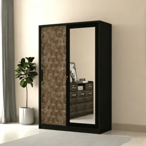 Powder Coated Steel Lockers Metal Wardrobe Metal Print Pattern Wardrobe Steel Flower Printing Wardrobe Almari Besi With Mirror