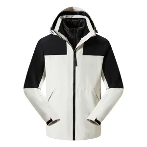 2023 Men's Plus Size Soft Shell Waterproof Reversible Breathable Hooded Down Filled Autumn Winter Windbreaker Warm Outdoor Parka