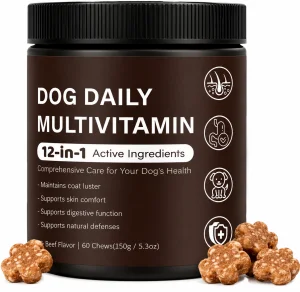 Omega-3 12-in-1 Active Ingredients Dog Multivitamin Soft Chews Pet Food Health Care Supplements for Skin &amp; Coat