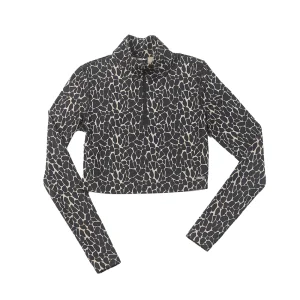 China Women's half zip full print crop long sleeve top Supplier, Factories