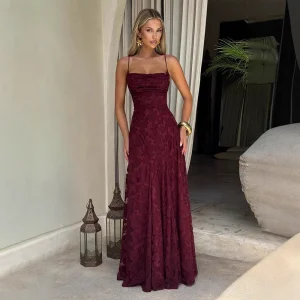 Cross-border for European American-style Autumn Women's Sexy Slip Dress Polyester Wrinkle-Free Long Extra-Large Flared Skirt