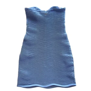 Knitwear Manufacturer Custom Spring Summer Blue Round Neck Sleeveless Women's Knitted Sweater Dress