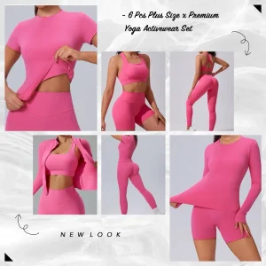 Wholesales 6 PCS Plus Size Activewear New Sports Underwear Fitness Clothes for Women, Sports Bra + Biker Shorts + Yoga Leggings + Jacket Top Set