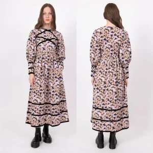 Vestido de mujer elegante de verano con mini mangas largas, impresión floral, fábrica de ropa de promoción OEM en China, venta al por mayor