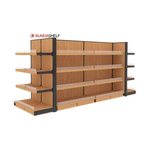 Large Commercial Supermarket Shopping Shelves Gondola Steel and Wood Display Equipment for Grocery Store Tools