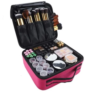 Custom Private Label Travel Cosmetic Storage Box Makeup Kits Storage with Adjustable Dividers Makeup Bag