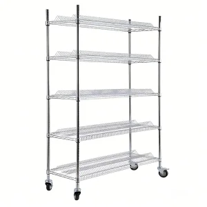 Customizable Tilted Mobile Wire Shelving Custom Size Heavy Duty Industrial Warehouse Storage Wire Shelf Unit