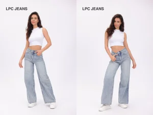 2024 New Design High Waist Five-Pocked Denim Blue Lady Jeans by Factory Supply