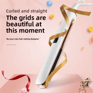 Factory-Sourced Electric Hair Straightener Digital Display Temperature-Adjustable Dual-Purpose Curling Iron Ceramic Plates
