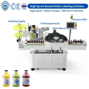 Máquina de etiquetado rotativa de alta velocidad para botellas redondas