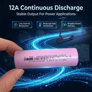 21700 6000mAh 3.6V 21.6wh بطارية ليثيوم عالية السعة ذات السطح المسطح