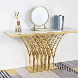 Gold Square Mirror Console