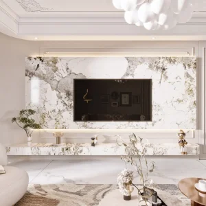 Modern Entry Living Room Furniture Custom Television Cabinet Marble TV Stand