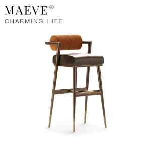 Lightweight Steel Golden Frame Bar Stool