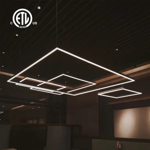 ETL High Quality Aluminum Housing Office Indoor Industrial 20W 40W 60W Square Anti-Glare CCT Selectable IP44 LED Pendant Linear