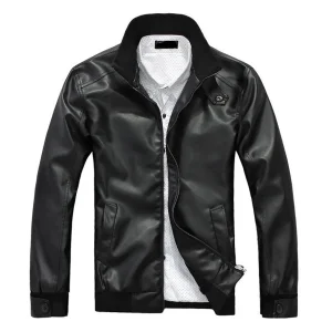 Stylish Urban Zippered Leather Jacket Versatile Logo and Color Customizable