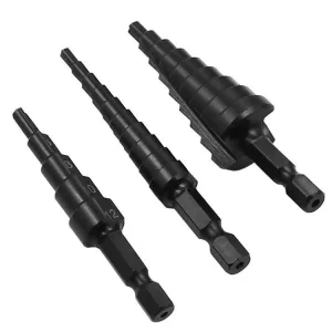 3 Pieces Set High Speed Steel Nitride Black Step Drill