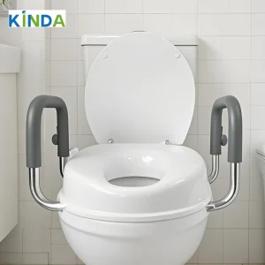 Ergonomic Plastic Raised Toilet Seat for Seniors with Safety Handles