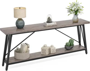 Long Entryway Console Industrial Behind Sofa Couch Table for Living Room