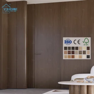 Italian Standard Luxury Natural Veneer Slab Internal Frame-Less House Bedroom Hidden Doors