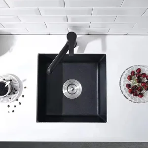 Small Granite Composite Black Kitchen Sink Quartz Undermount &amp; Top Mount Drop in Laundry Utility Square Sink