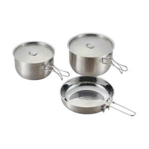 Newly Design Latest Design Folding Handle Stainless Steel Outdoor Cooking Camping Accessories Cookware Sets For Camping