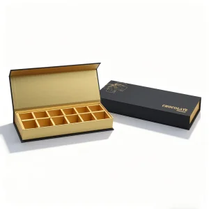 luxury custom design empty gold hard cover individual magnetic truffle chocolate gift dividers packaging boxes
