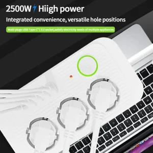 Tomada Inteligente de Alta Potência 2500W 230V Extensão da Europa Fita de Energia