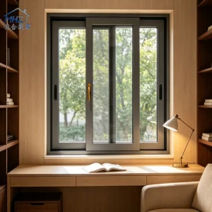 Ventana deslizante de aluminio directa de fábrica, ventana de aluminio que ahorra espacio para balcón de apartamento, cocina y diseño de habitación pequeña