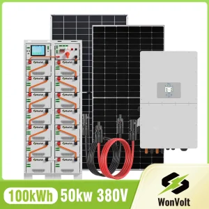 30kw 50kw 80kw Kit de almacenamiento de energía de batería de litio de alta tensión híbrido renovable de tres fases para fábrica