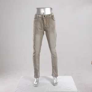 Jeans retos de cinco bolsos em denim marrom de cintura baixa