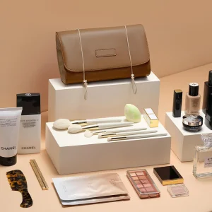 Custom Fashion Leather Travel Toiletry Bag Factory Waterproof 4 in 1 Detachable Cosmetic Bag Roll up Makeup Bag