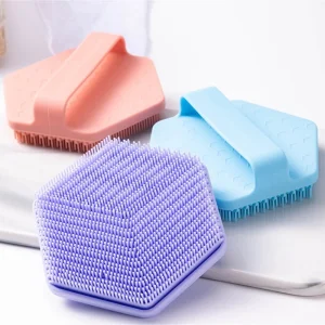 Single Color Hexagon Shape Multifunctional Shower Face Brushes Facial Exfoliation Massage Brush