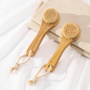 Wholesale New Product Natural Bamboo Soft Baby Wool Cleaning Brush for Bathing Exfoliating and Facial Cleaning